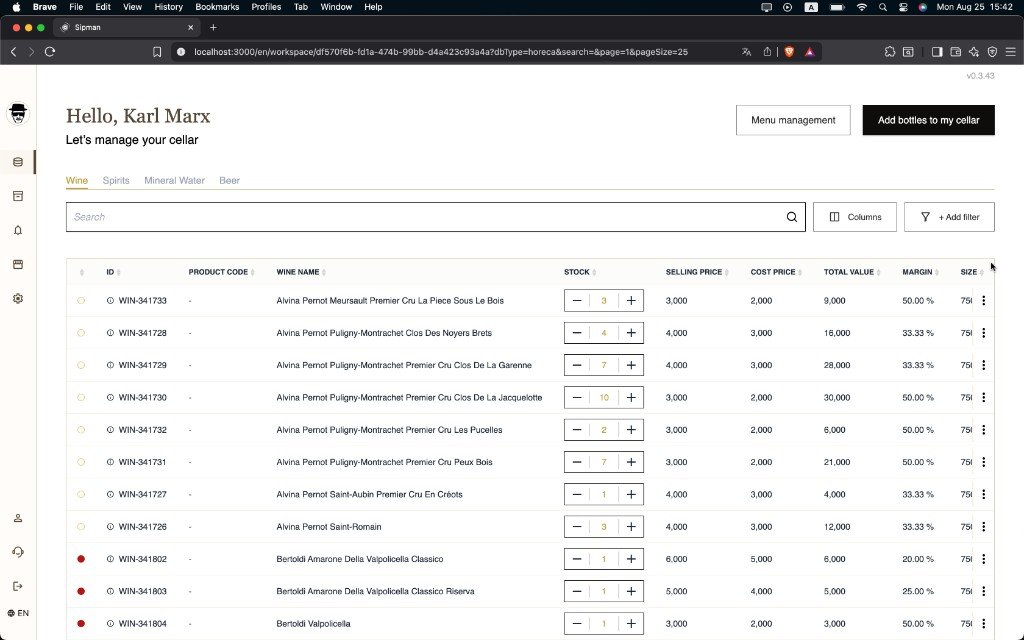 Sipman — Wine cellar management platform