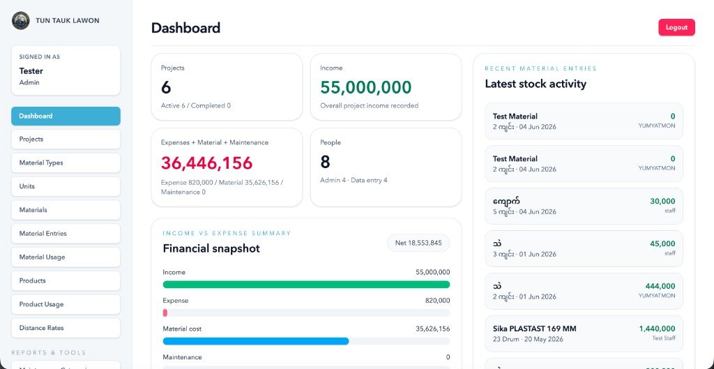 Tun Tauk La Won — Construction materials ERP